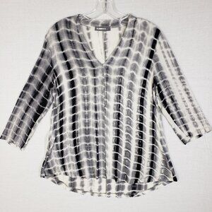 ALEMBIKA Tunic Top Tie Dye Stretch 3/4Sleeve High-Low size 2/M Lagenlook Boho